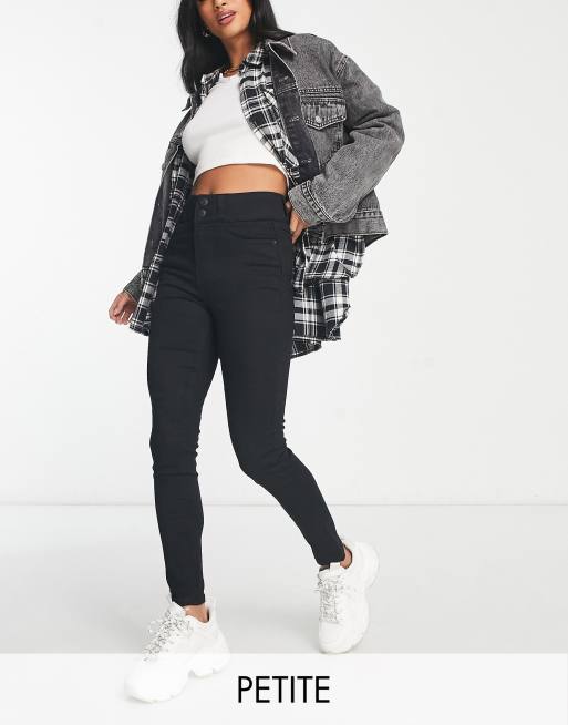 New Look Petite high waist jean in black ASOS