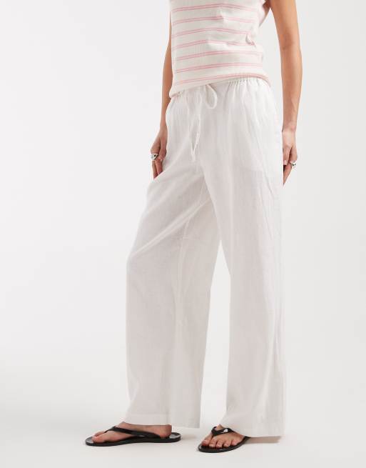 New Look Petite – Hose aus Leinen in Weiß mit weitem Bein, 2 von 5