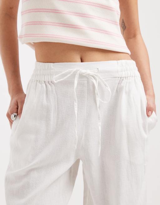 New Look Petite – Hose aus Leinen in Weiß mit weitem Bein, 3 von 5