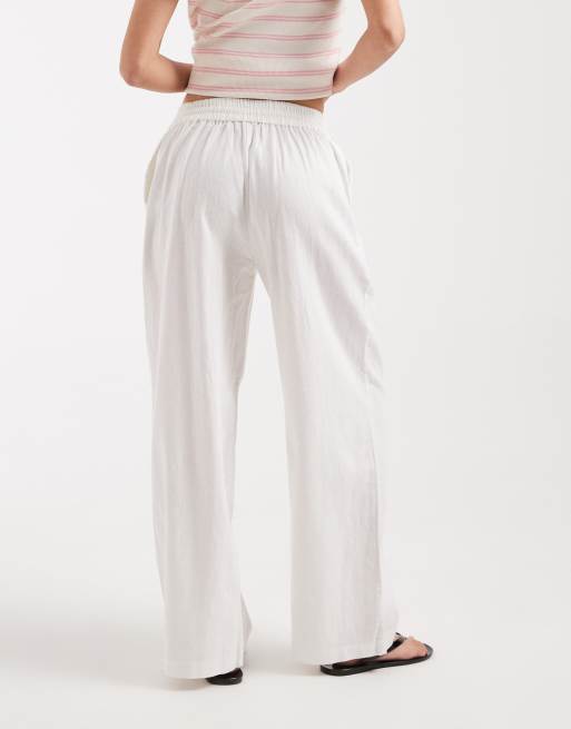 New Look Petite – Hose aus Leinen in Weiß mit weitem Bein, 4 von 5