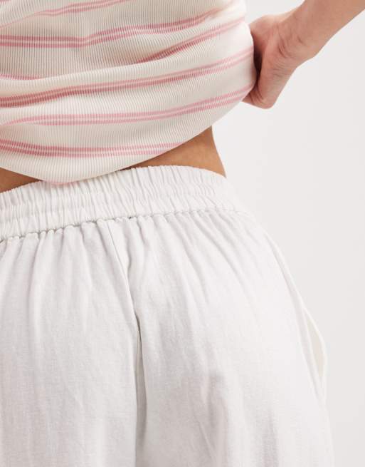 New Look Petite – Hose aus Leinen in Weiß mit weitem Bein, 5 von 5