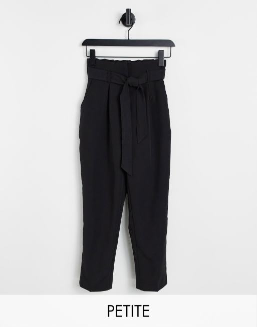 New Look Petite – Hose mit Taillenschnürung und weitem Bein in Schwarz