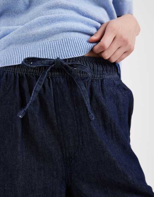 New Look Petite - Indigoblå denimbukser i chambray med brede ben, 4 af 5