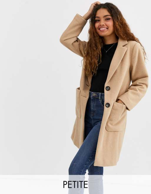 New Look Petite - Jas met knoopsluiting vooraan in lichtbeige