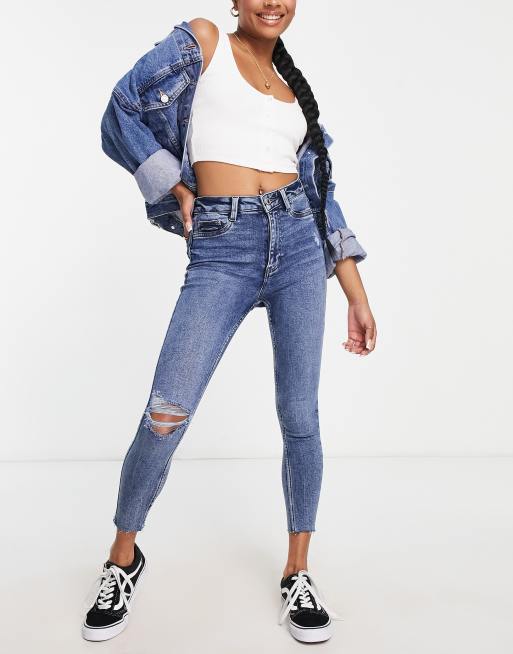 New Look Petite - Jean skinny déchiré - Bleu moyen, 4 de 4