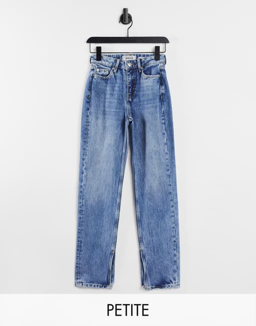 New Look Petite - Jeans met split aan de zoom in lichtblauw