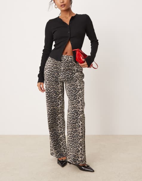 New Look Petite – Jeansy z szerokimi nogawkami we wzór w cętki - view 1