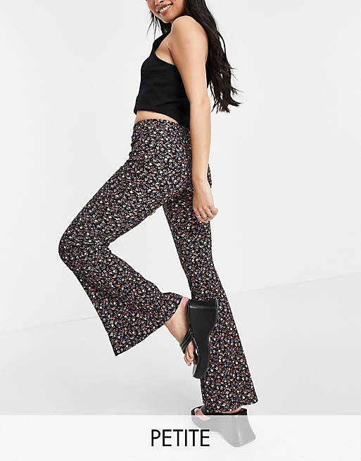 New Look Petite jersey flare trouser in floral print