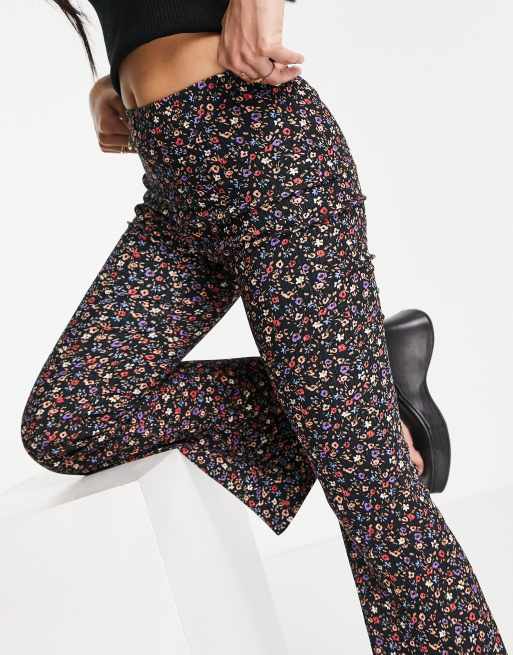 New Look Petite jersey flare trouser in floral print ASOS