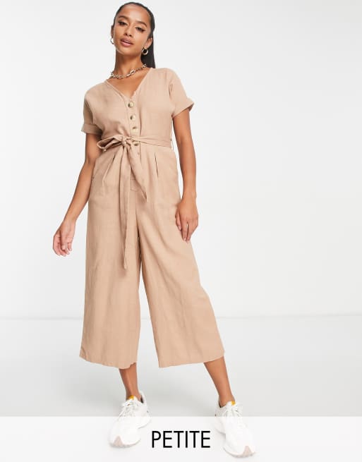 New Look Petite - Jumpsuit met utility details in beige