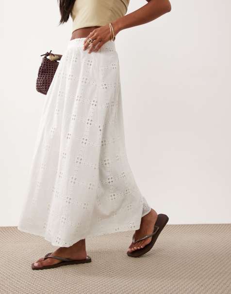New Look Petite - Jupe longue en broderie anglaise - Blanc - view 1
