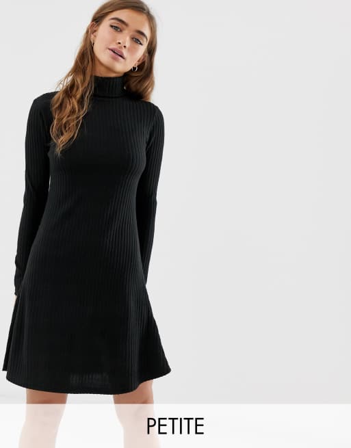 New Look Petite Kleid Mit Rollkragen In Schwarz Asos