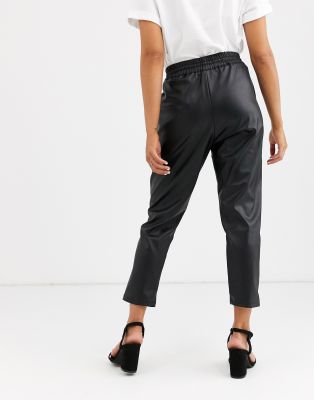 leather look jogger pants