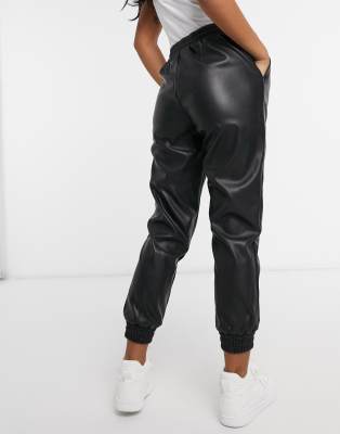 leather look joggers womens