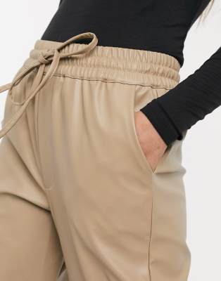 Petite leather joggers online new look