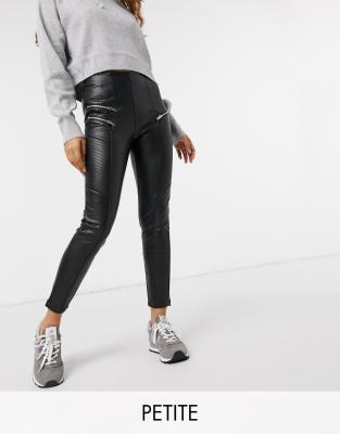 leather look petite leggings