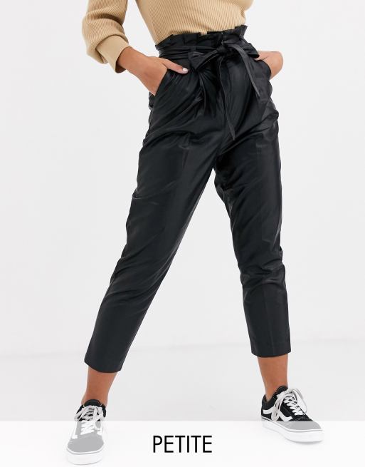 New Look Petite tie waist trouser in black