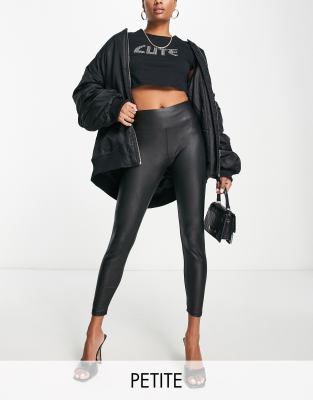 New Look Petite wet look legging in black - ASOS Price Checker