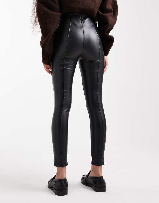 New Look Petite - Leggings neri in pelle sintetica, 2 di 5