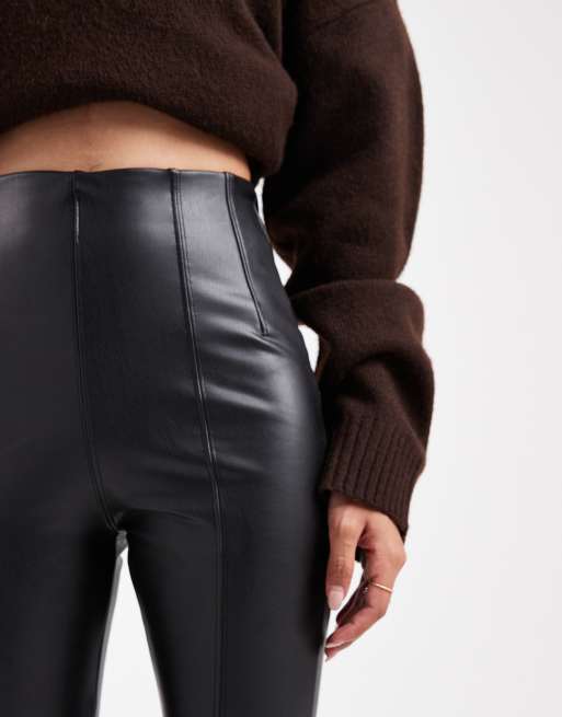 New Look Petite - Leggings neri in pelle sintetica, 4 di 5