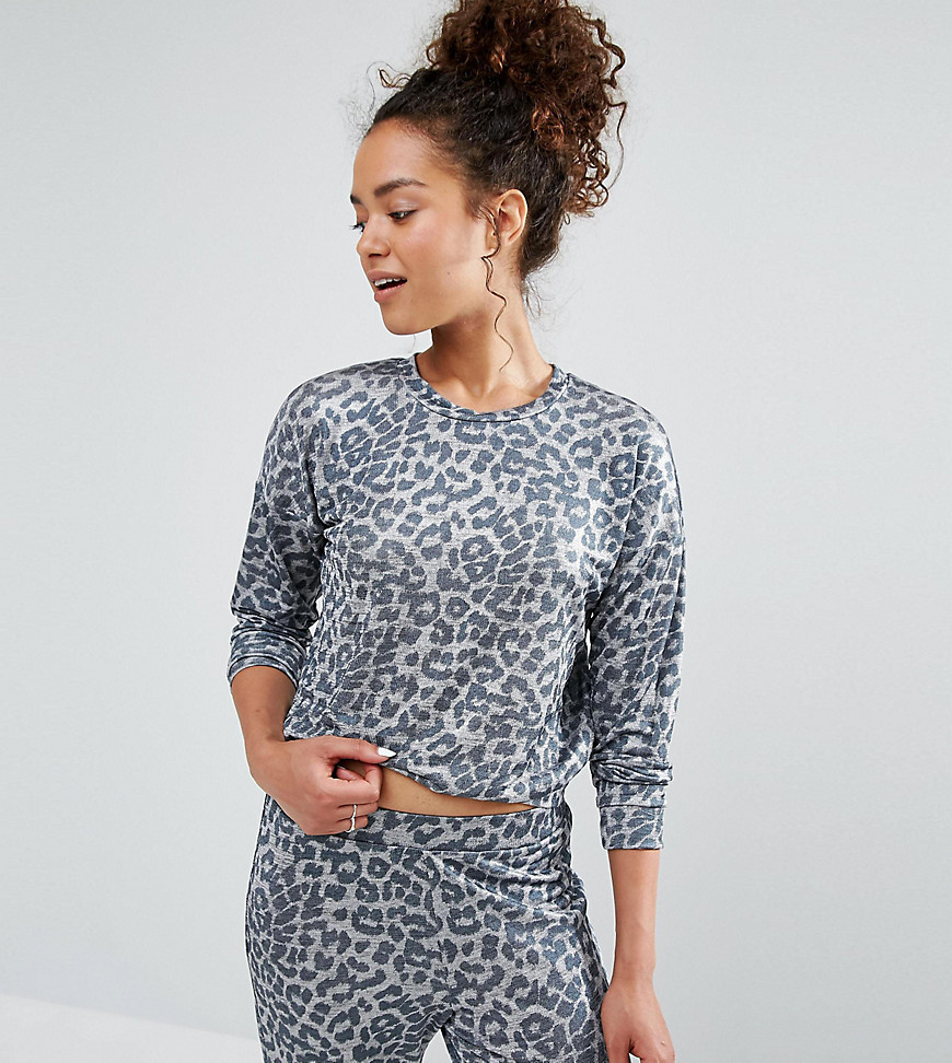 New Look Petite Leopard Print Jumper-Grey