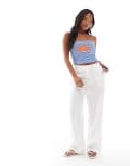 [New Look Petite] New Look Petite linen wide leg pants in white 14 White