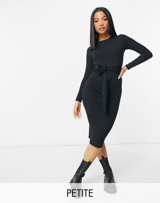 Black long sleeve store ribbed midi dress