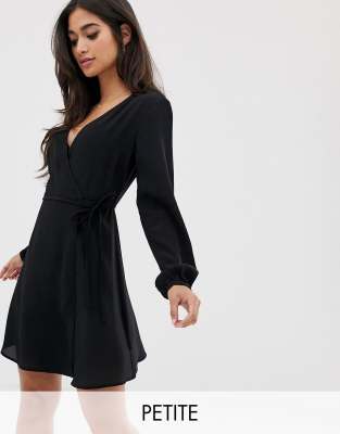 black wrap mini dress