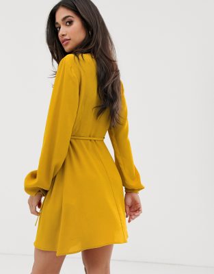 petite mustard dress