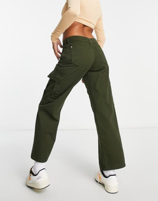 Green Low Rise Cargo Trousers