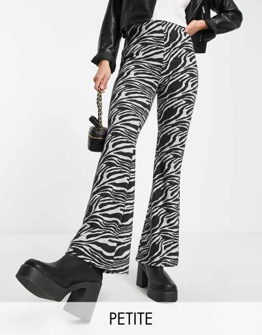New Look Petite marble print flare pants in black
