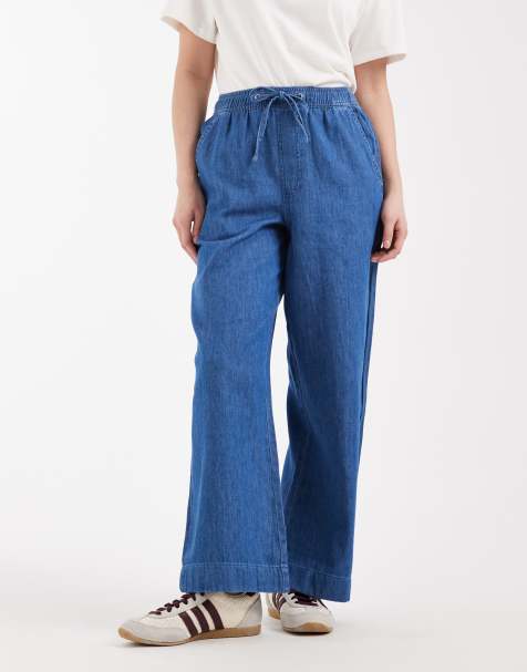 New Look Petite - Mellemblå denimbukser i chambray med vide ben - view 1