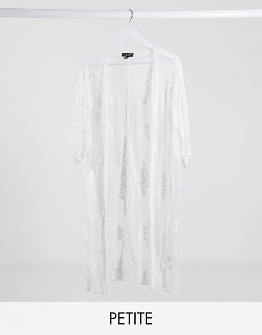 New Look Petite mesh kimono in white