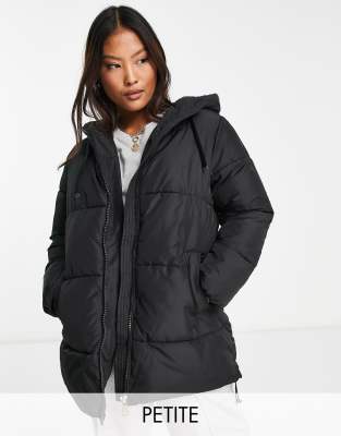 Petite Black Long Puffer Coat