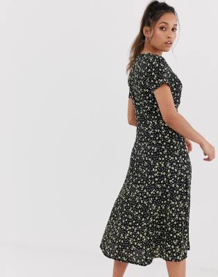 black floral dress new look