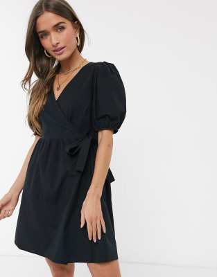 new look black wrap dress