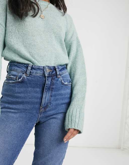 New Look Petite - Mom jeans met verhoogde taille in middenblauw, 3 van 4