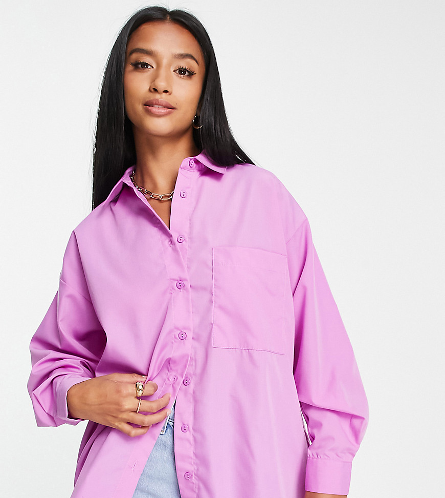 New Look Petite oversized shirt in purple