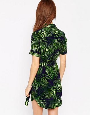 palm print shirt dress