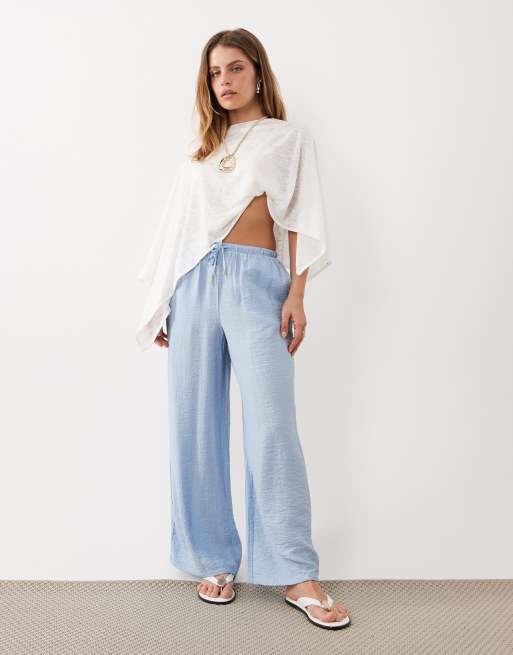 New Look Petite - Pantalon large effet froissé - Bleu, 2 de 5