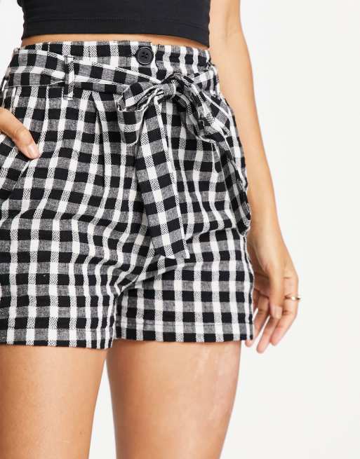 New Look Petite - Pantaloncini allacciati in vita a quadretti, 3 di 4