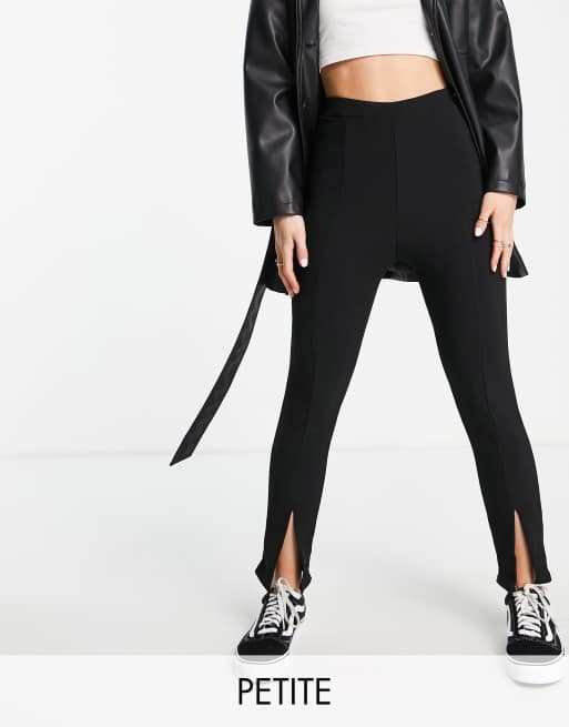 New Look Petite - Pantaloni con spacchi sul davanti, colore nero