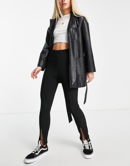New Look Petite - Pantaloni con spacchi sul davanti, colore nero, 2 di 4