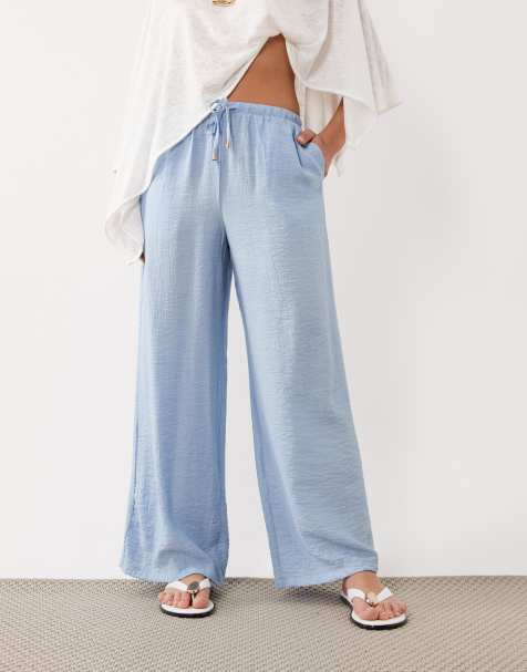 New Look Petite - Pantaloni stropicciati a fondo ampio blu - view 1