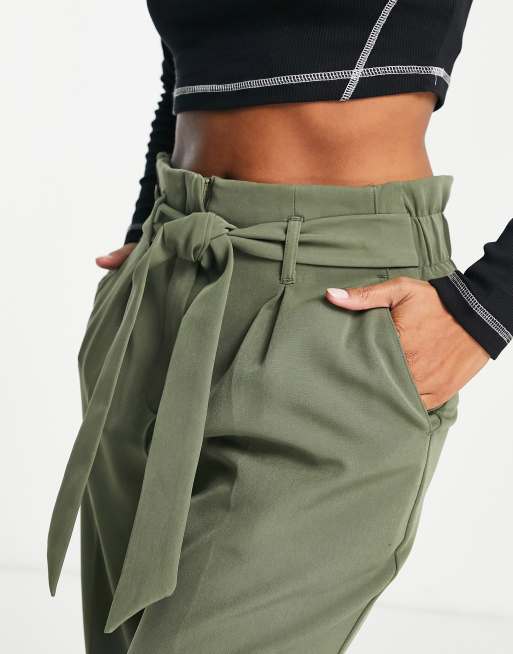 New look khaki paperbag on sale trousers