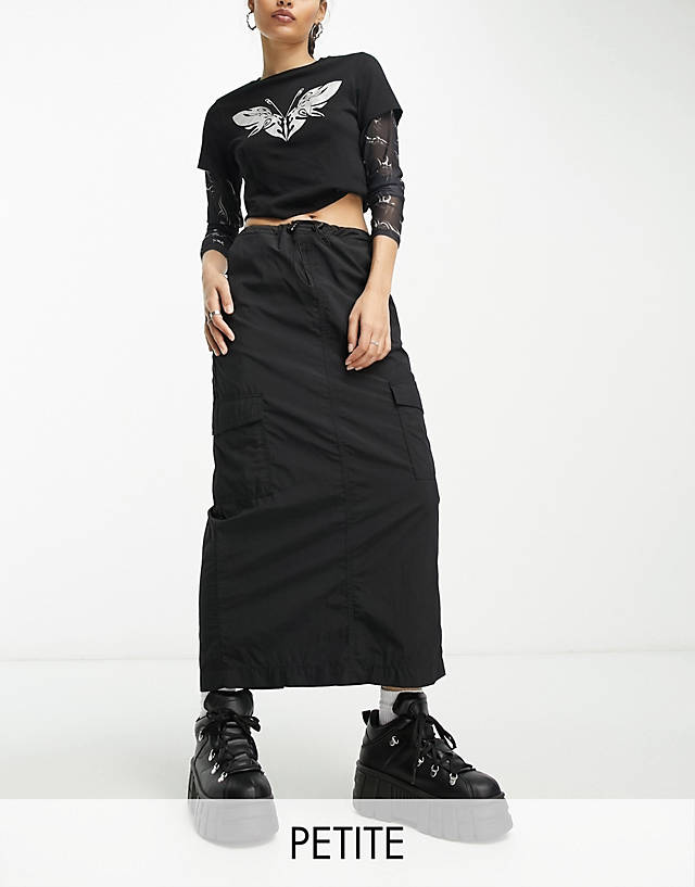 New Look Petite - parachute maxi skirt in black