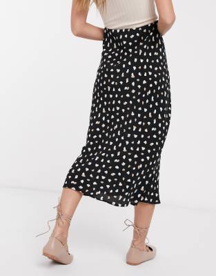 new look spot midi skirt