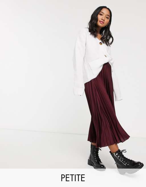 Pleated midi skirt burgundy sale