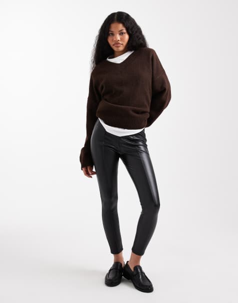 New Look Petite PU leggings in black - view 1