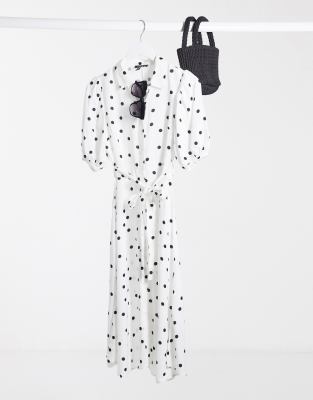 black and white polka dot dress new look